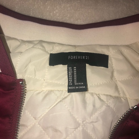 BURGUNDY FLORAL BOMBER JACKET M - Picture 3 of 3